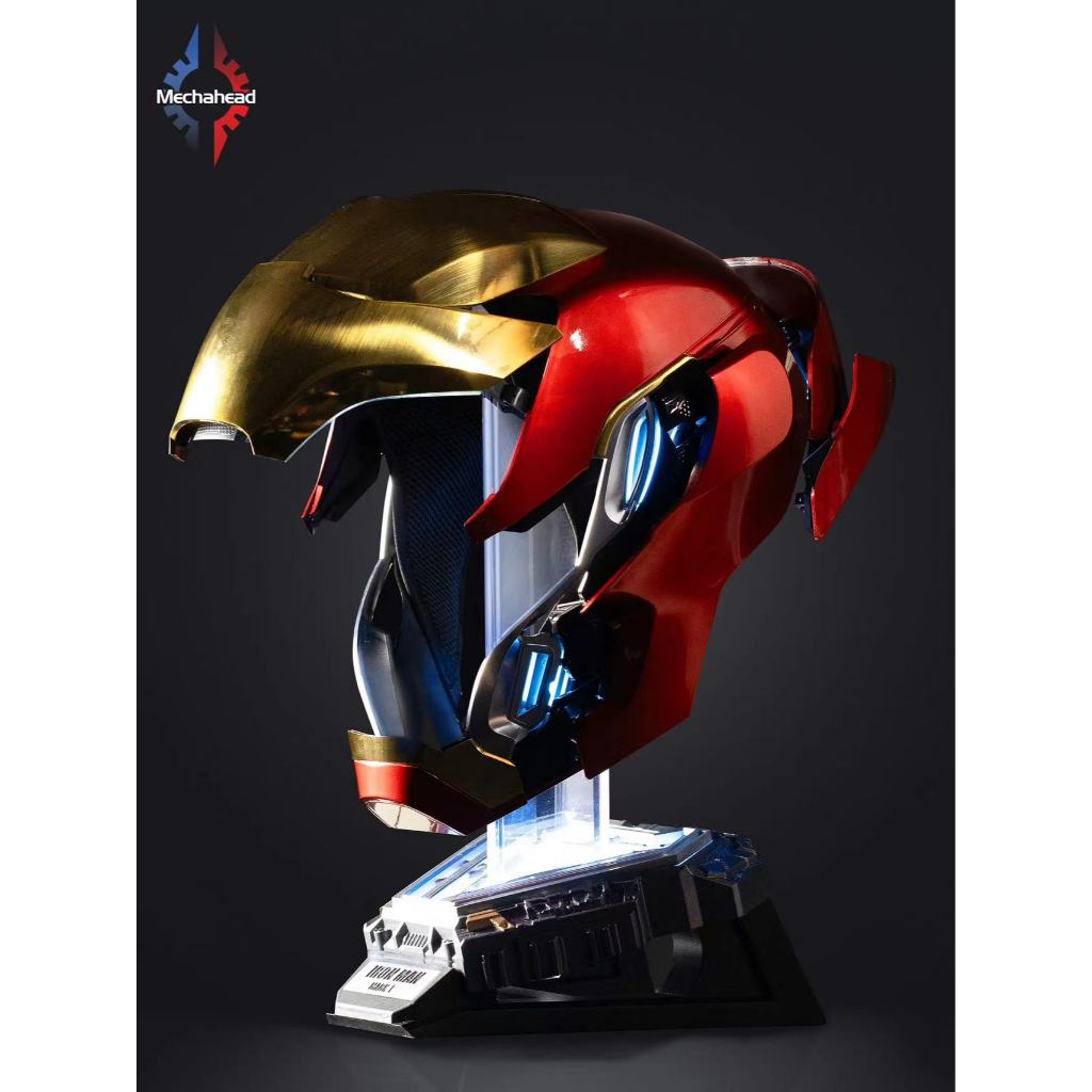 【Mechahead】1:1 MK5 鋼鐵人頭盔(金) (可穿戴)+奈米反應堆頭盔底座 (預購訂金)