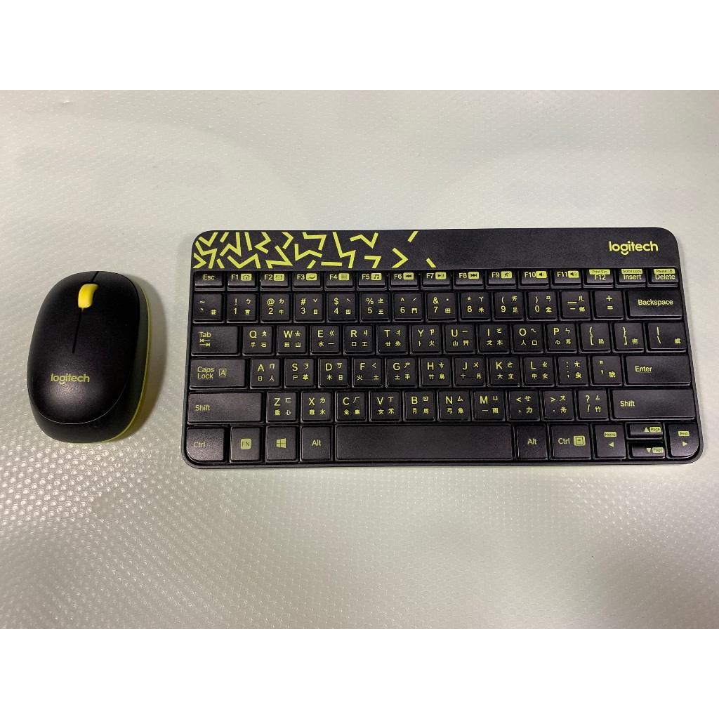 羅技 Logitech MK240 Nano 無線鍵鼠組 (黑色+黃邊)