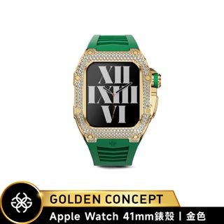 Golden Concept Apple Watch 41mm 金錶框 綠橡膠錶帶 WC-RST41-G-GR