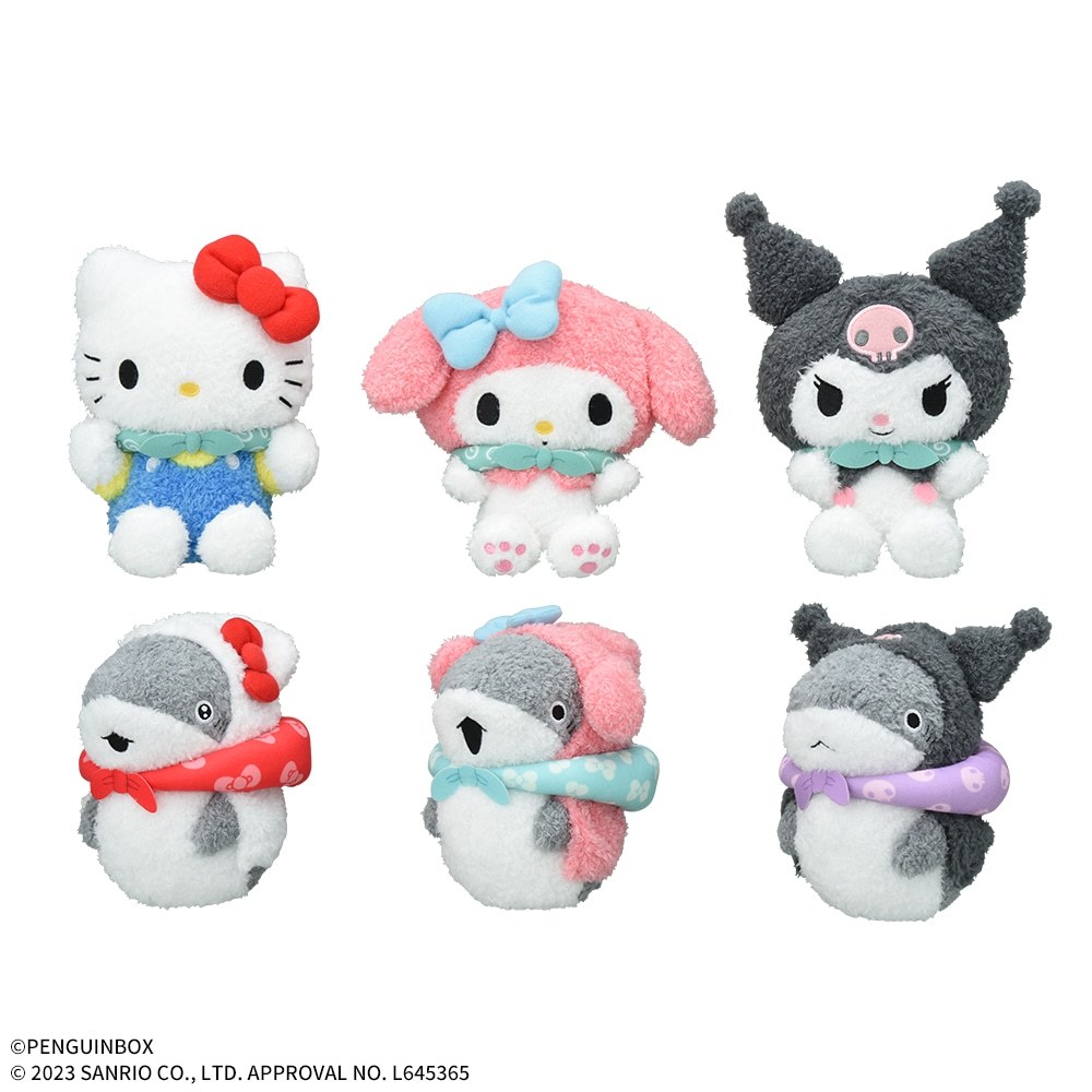 日本 正版 凱蒂貓 Hello Kitty 小鯊魚出門趣 三麗鷗 聯名 美樂蒂 庫洛米 娃娃 玩偶