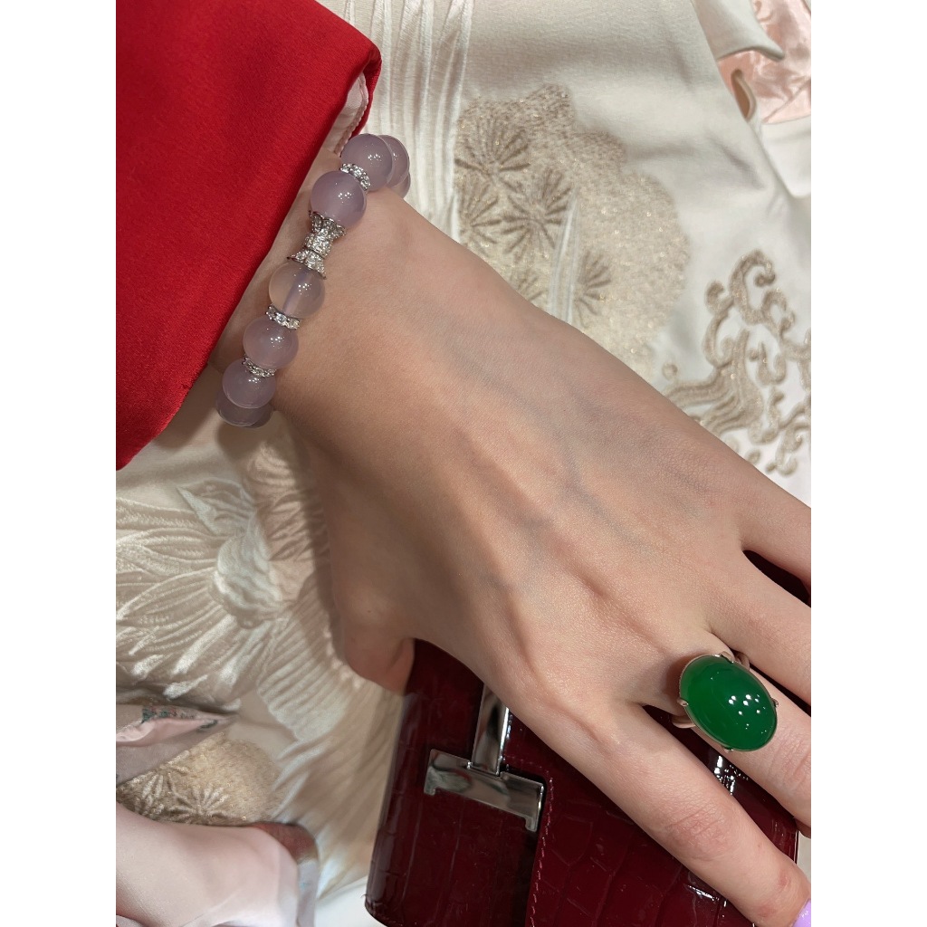 巴黎珠寶💎媲美帝王綠🍃天然蛋面綠玉髓戒指 size：5-6-7-8-9