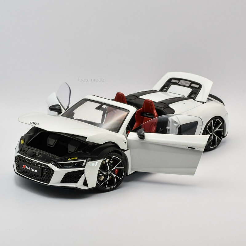【台南現貨】全新 1/18 Audi R8 Spyder V10 白色 合金全可開模型車 奧迪 模型車 里歐模玩