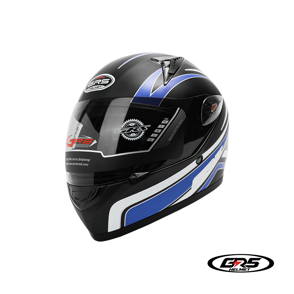 GRS A801 1號 彩繪款 平黑藍 全罩 全罩式 安全帽 專為小頭型設計 可拆洗 雙鏡片