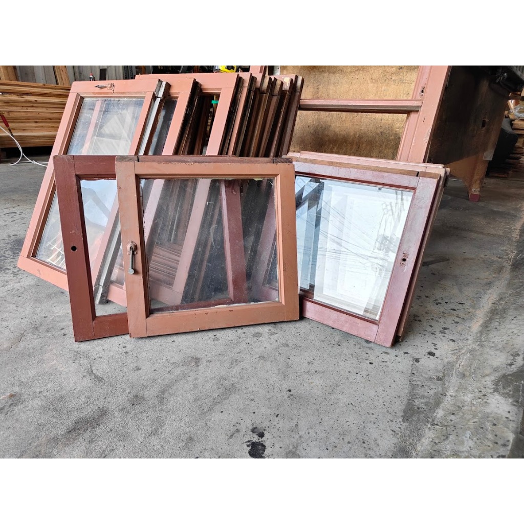 [長方與方形 老木窗/老窗框] 早期檜木窗 復古窗框 復古裝飾 復古窗花 透明玻璃檜木窗框
