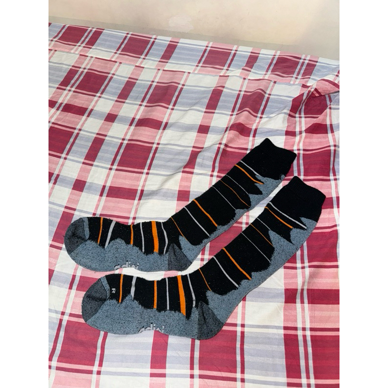 〈二手〉藍黑橘條紋長筒襪