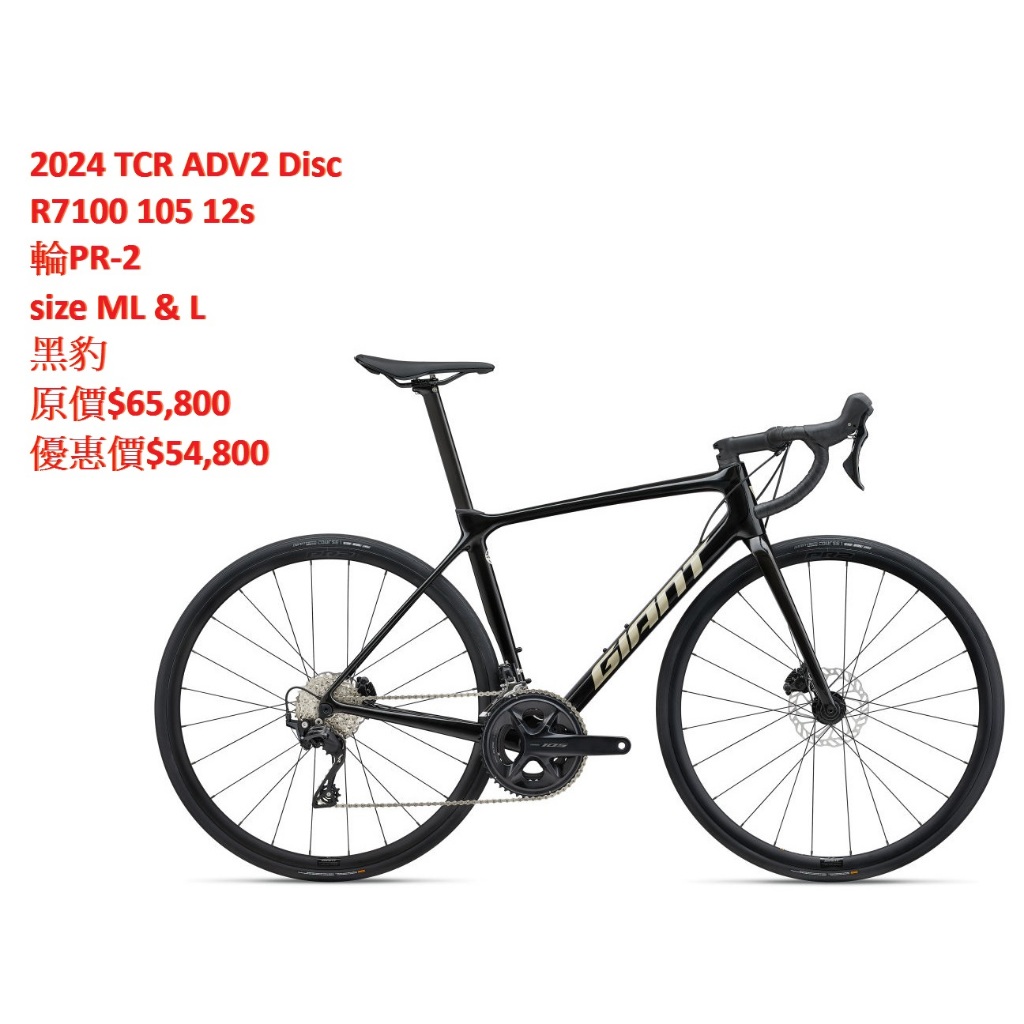 2024 TCR ADV2 Disc / R7100 105 12s/ 輪PR-2/ size ML &amp; L / 黑豹