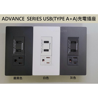 Panasonic ADVANCE SERIES USB快速充電插座(TYPE A + TYPE A)+單孔接地插座