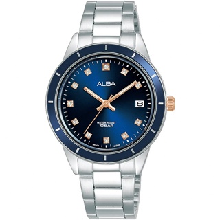 ALBA 雅柏 簡約晶鑽時標女錶 VJ32-X333B(AG8M87X1)藍面SK015