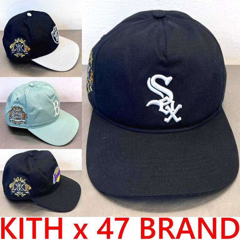 BLACK全新KITH x 47 BRAND美國製帽老牌 x NFL突擊者x NBA湖人隊x NFL白襪隊老帽棒球帽