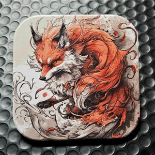 狐神-晶雕陶瓷吸水杯墊