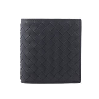 BOTTEGA VENETA 小牛皮編織對開6卡短夾(星際藍) 222338 V4651 8836