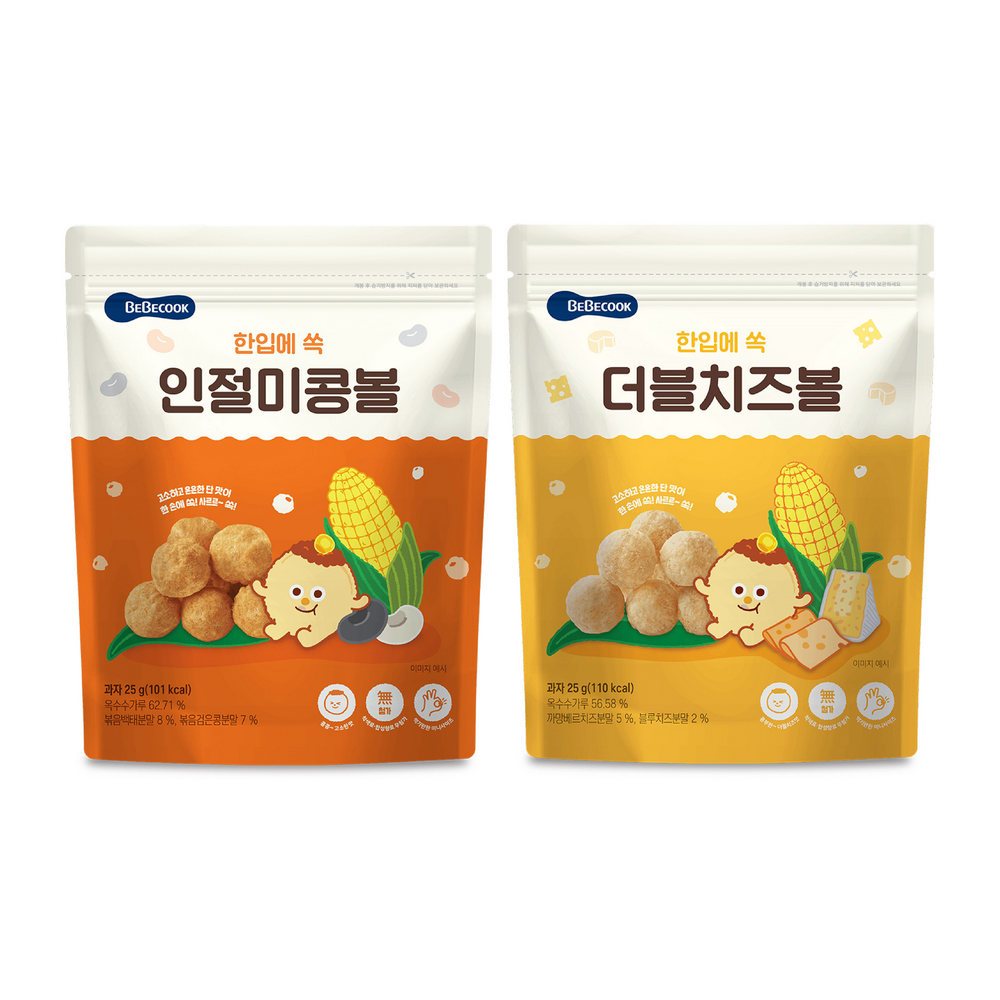 【BEBECOOK】嬰幼兒玉米球 12M+(原味/雙倍起司) 25g/包 | 韓國
