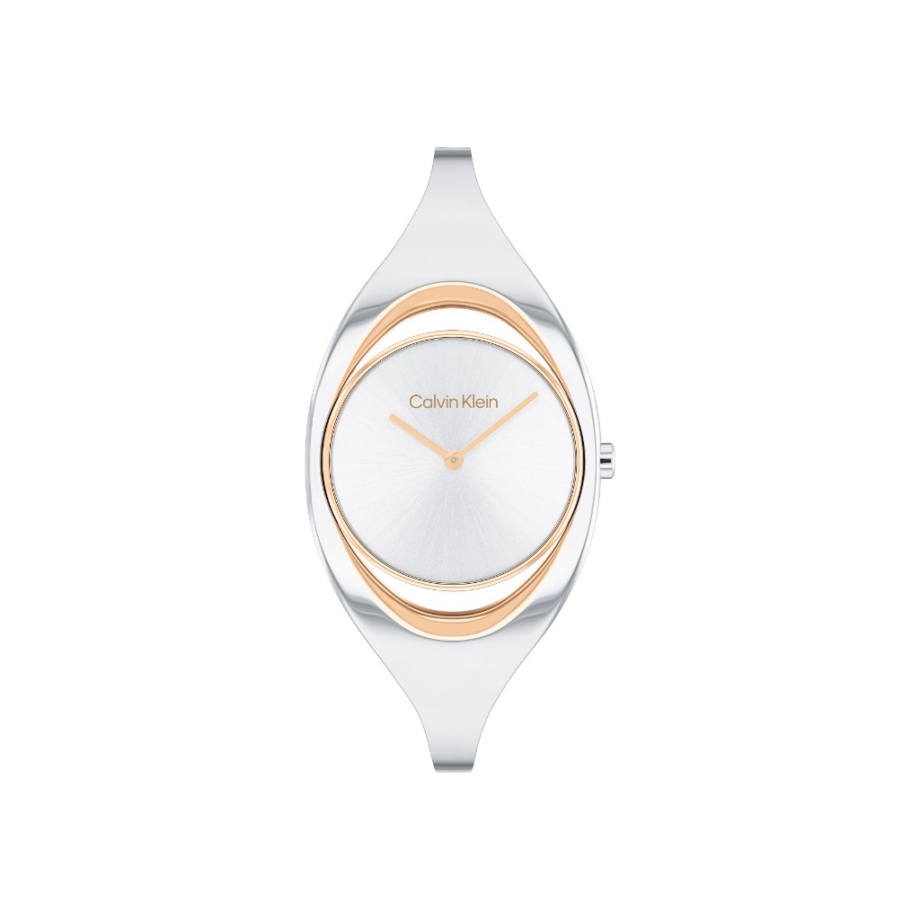 Calvin Klein原廠公司貨 | 典雅氣質手環式腕錶 白鋼半金X銀面 CK25200424