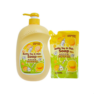 黃色小鴨 植物性甜橘奶瓶洗潔劑(1000ml+800ml超值組) 奶瓶清潔劑 奶瓶清潔【公司貨】小豆苗
