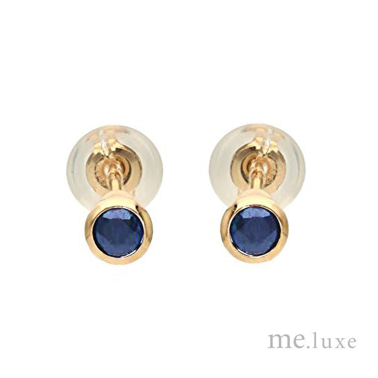 【me.luxe】K10月亮鑲耳環-藍寶石