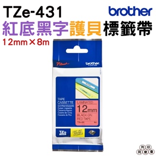 Brother TZe-431 12mm 護貝標籤帶 紅底黑字