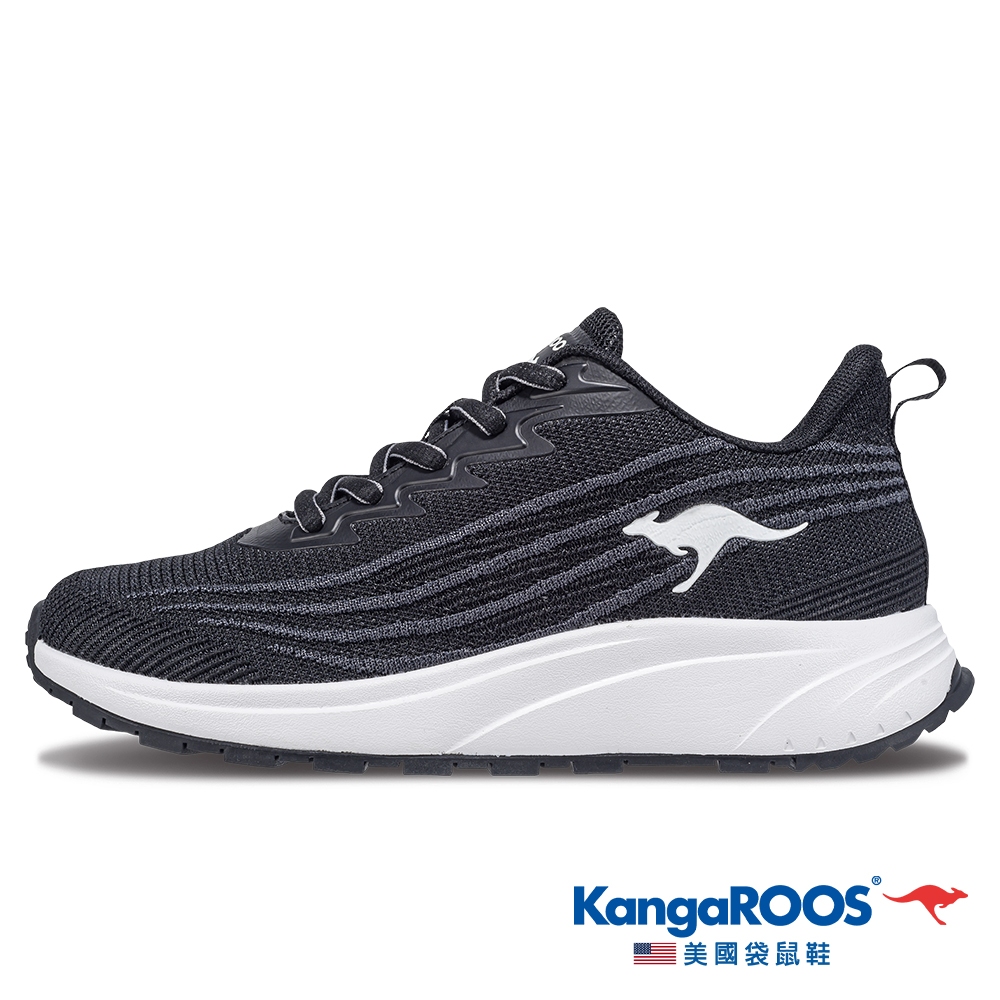 【KangaROOS 美國袋鼠鞋】女鞋 RUN SPEED 2 透氣吸濕 涼爽散熱 輕量緩震 (黑-KW41550)