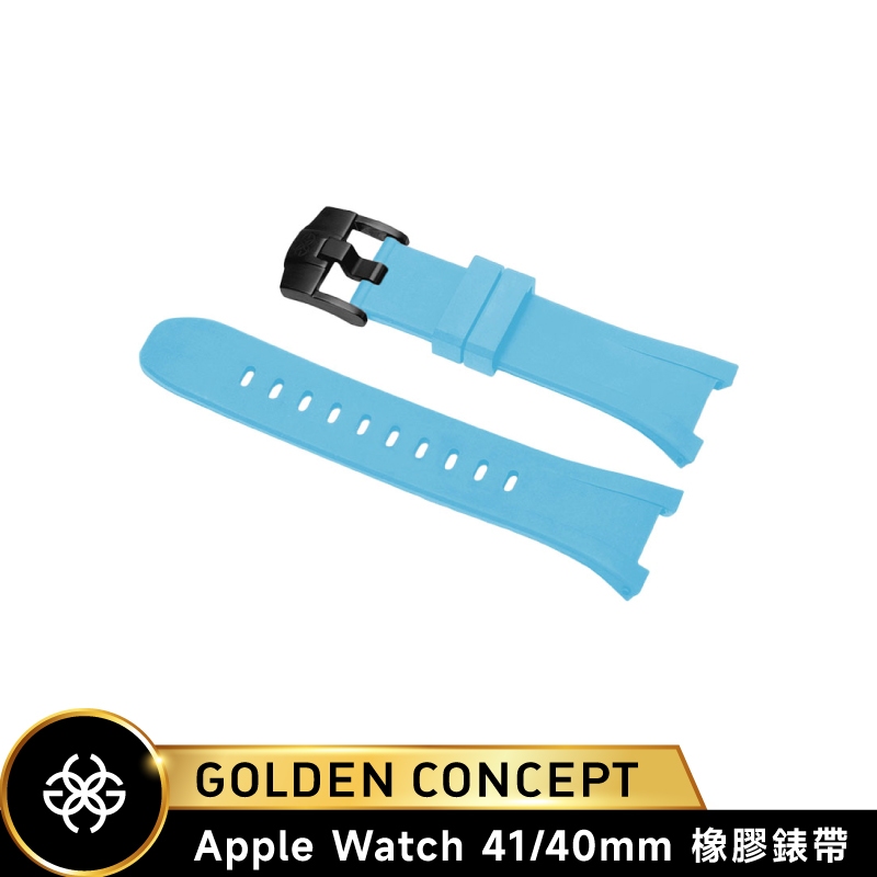 Golden Concept Apple Watch 41/40mm 天峰藍橡膠錶帶 黑錶扣 ST-41-RB-SB-B