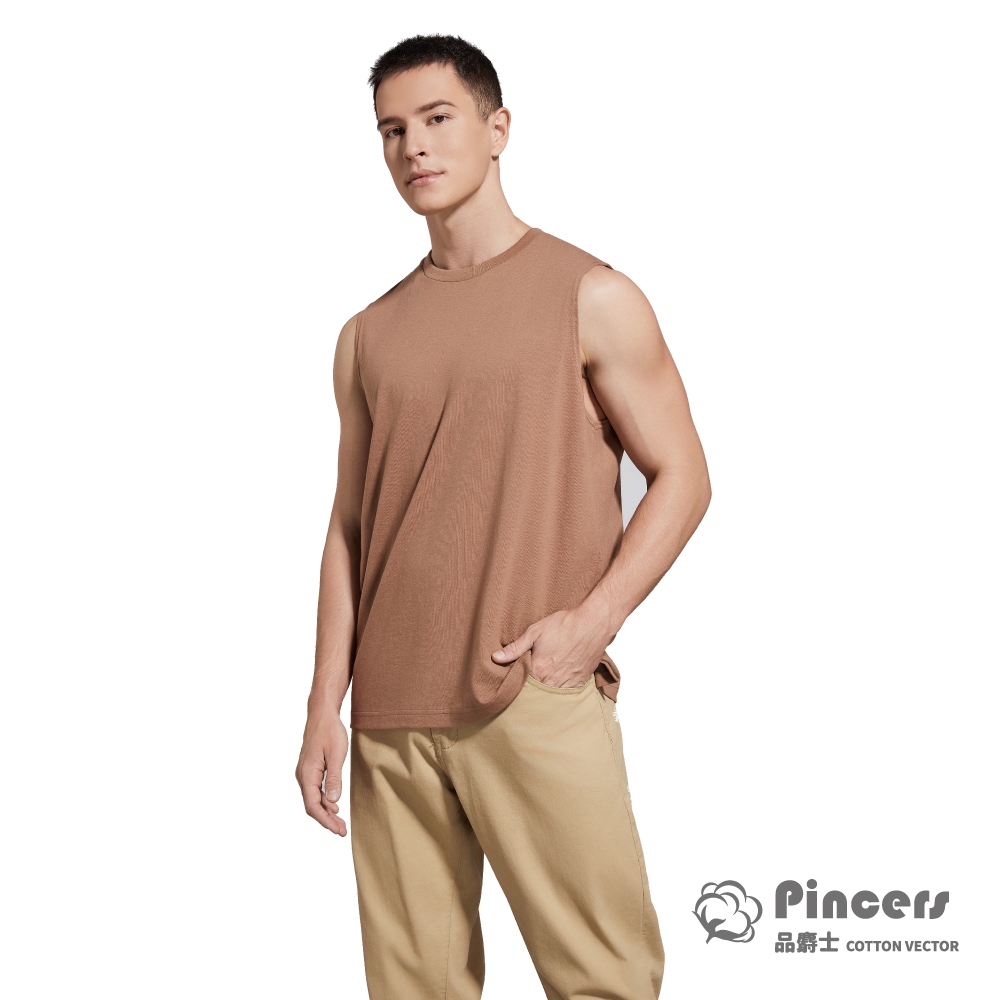 【Pincers 品麝士】【四色任選】男棉質寬版落肩背心 寬版背心 健身背心
