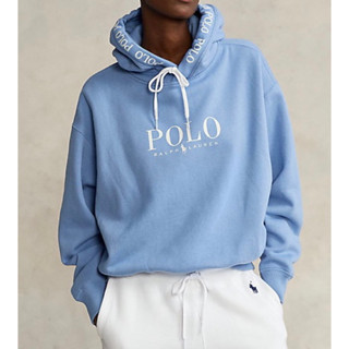 Miolla 美國品牌Polo Ralph Lauren 淺藍/淺粉色挺立柔棉落肩款長袖帽T