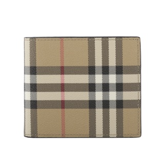 BURBERRY 經典格紋帆布對開8卡短夾(米色) 8084174