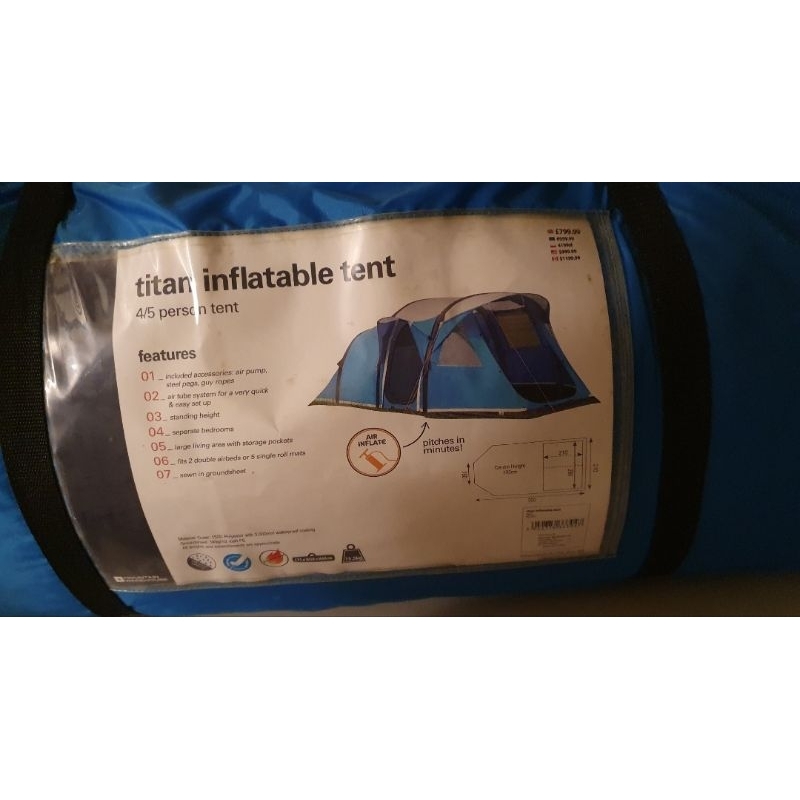 Mountain Warehouse Titan Inflatable tent 4/5 person