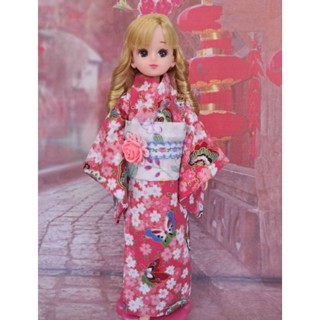 小禎ㄟ雜貨 春雨粉色 小布娃娃 莉卡娃娃服飾配件組 館主手製和服 莉卡和服 浴衣 娃娃和服 ( 薇琪 小布 可穿)