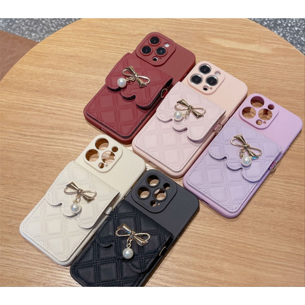 奢華珍珠蝴蝶結卡片袋手機殼適用三星Samsung J5 PRO J4 J6 PLUS J4 J5 J6 J7PRO j8