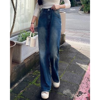 現貨｜BICOZ｜復古刷色🤎個性牛仔寬褲 S~2L【24089】刷色 百搭 寬鬆 落地 牛仔褲 慵懶 高腰 寬褲 闊腿褲