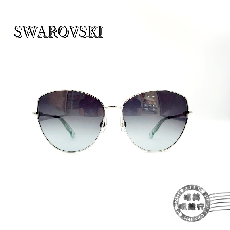 SWAROVSKI施華洛世奇/SW-101-16F/金屬框/太陽眼鏡/鏡腳鑲鑽/明美鐘錶眼鏡