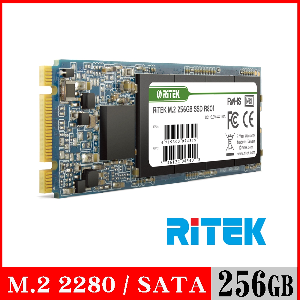 RITEK錸德 R801 256GB M2 2280/SATA-III SSD固態硬碟(靜電袋包裝)