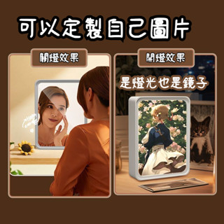 【免運】鏡子燈光畫 來圖照片定製 會發光畫 diy 鏡子燈光畫 床頭擺件 小夜燈 生日禮物 燈光畫 相框 情人節禮物