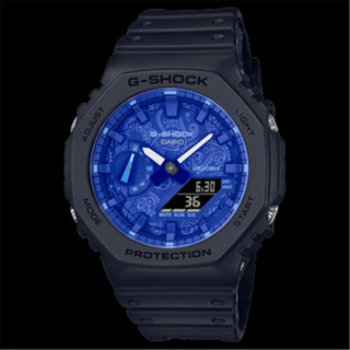CASIO 卡西歐 G-SHOCK 農家橡樹 潮流運動雙顯示腕錶 變形蟲 藍色 (GA-2100BP-1A)