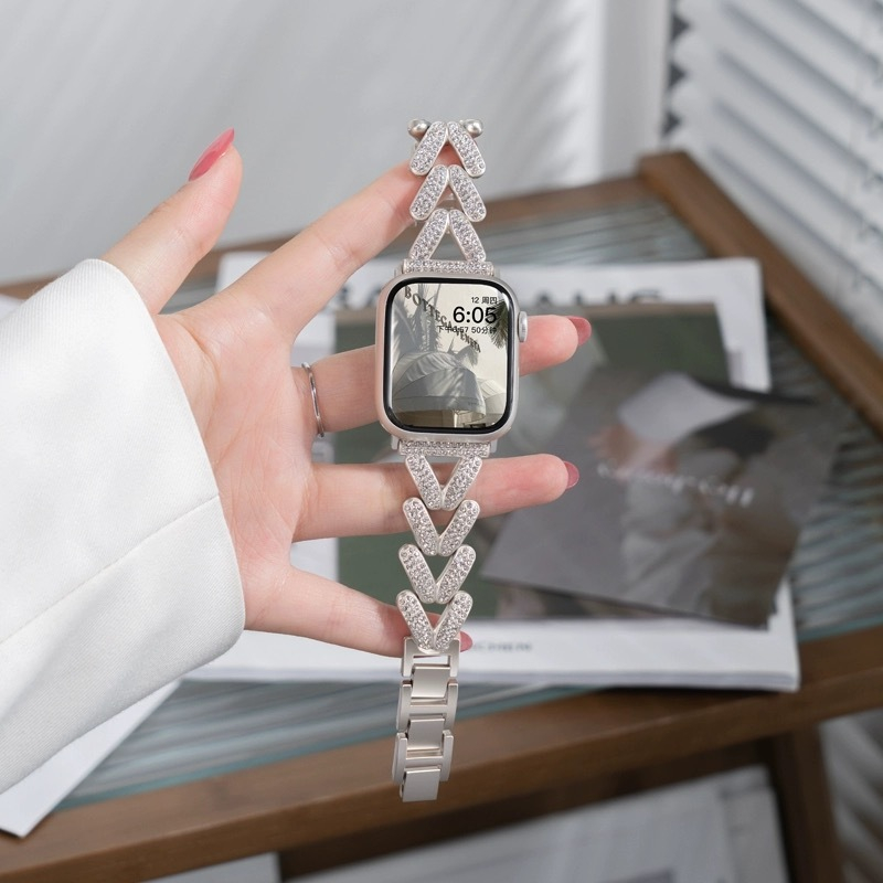【滿鑽愛心】APPLE WATCH錶帶 蘋果手環錶帶 SE S9/8/7/6/5 iwatch全系列錶帶 45mm錶帶