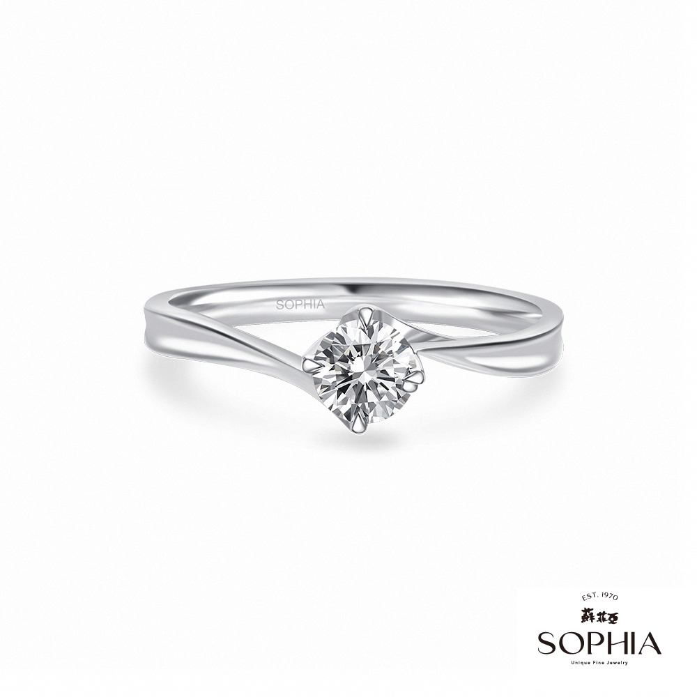 【SOPHIA 蘇菲亞珠寶】對角四爪30分 F/VS2 18K金 鑽石戒指