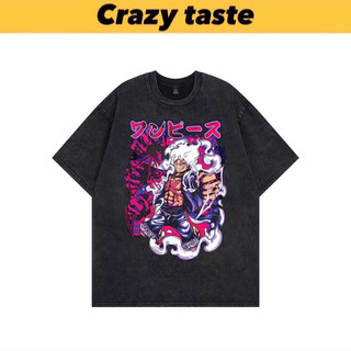 【Crazy】🇰🇷 預購 水洗 海賊王one piece3.0系列 復古 男女同款 仿舊 寬鬆 落肩短T 情侶款 五分袖
