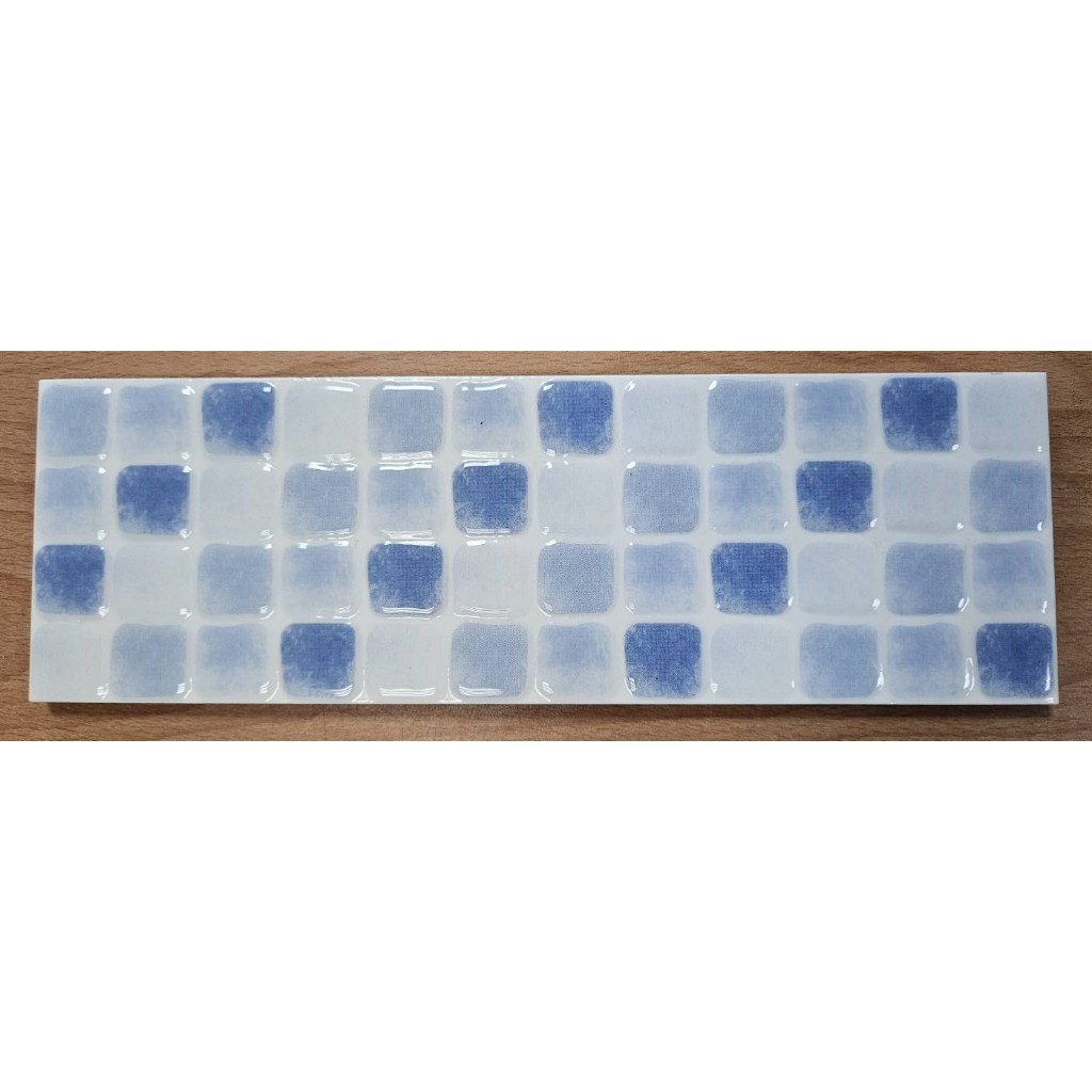 磁磚-玩藝 25x8格子藍腰帶磚