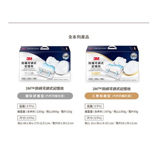 3M 防蹣可調式記憶枕-工學助眠型/側仰舒眠型MZ600 / MZ800 (內附防蹣枕套)