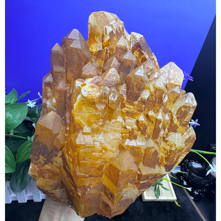 9.6kg天然水晶巴基斯坦黃金喜馬城堡教堂骨幹礦物晶體水晶原石擺飾
