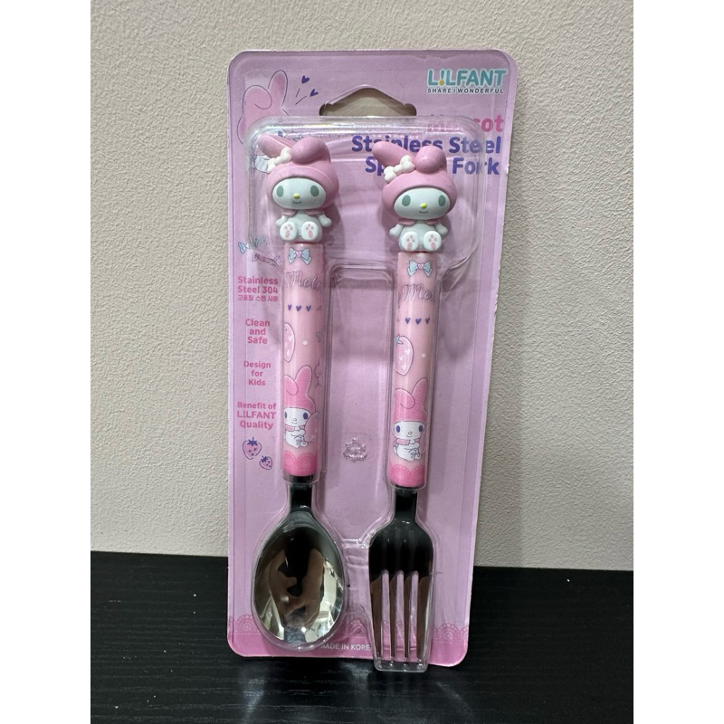 現貨🌟 韓國製 LILFANT 三麗鷗 庫洛米 美樂蒂  餐具 湯匙 叉子 餐具組合 不鏽鋼餐具