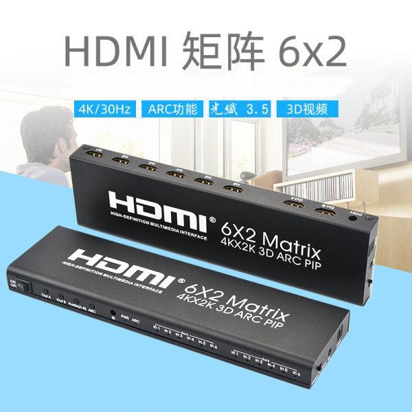 台中現貨 4K等級 HDMI切換器 6進2出 4K2K 分配器 HDMI6進2出 光纖 音視頻分離 3.5孔