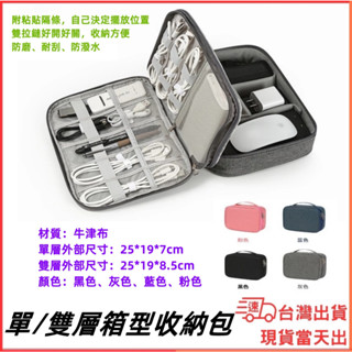 臺灣現貨當日出 單層 雙層 箱型包 旅行收納包 化妝包 行李收納 線材 收納包 3C 資料配件 整理包 防磨包 手提包
