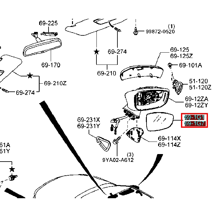 【JT馬自達原廠】MAZDA3 15-16.10 BM 正廠 後視鏡片 後照鏡鏡片 沒有盲點