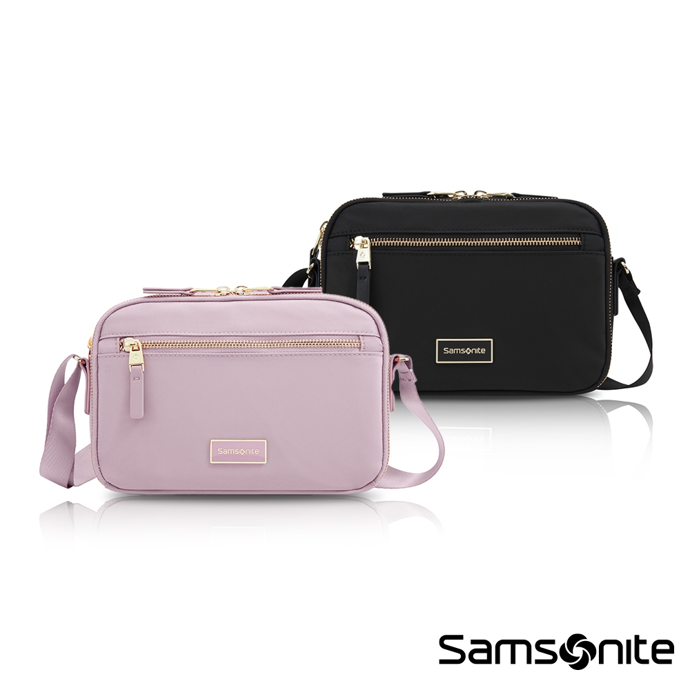 Samsonite 新秀麗 斜肩包/斜背包/女包/側背包 AQUARIUS 輕量女用商務時尚(黑/粉)