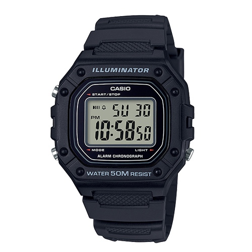 CASIO 卡西歐  W-218H-1A 電子男錶 膠質錶帶 防水50米 碼錶功能 W-218H 國隆手錶專賣店