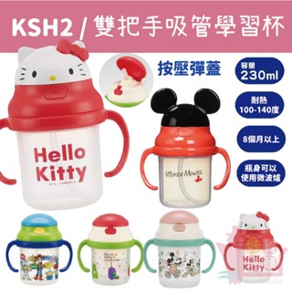 日本SKATER雙把手吸管學習杯230ml｜嬰幼兒雙耳練習杯吸管杯水杯雙握把兩手握可拆式手把KSH2