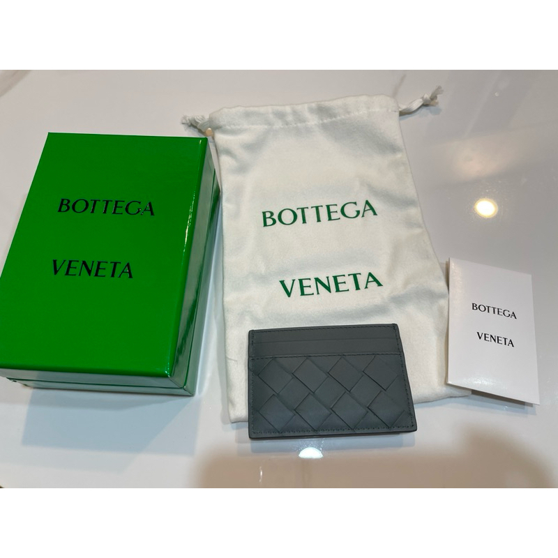 BOTTEGA VENETA 小羊皮編織信用卡/名片夾 (灰色)