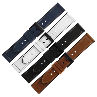 Watchband / 20.22 mm / 各品牌通用 經典復刻 真皮橡膠錶帶 黑/白/深藍/棕色 #858-318