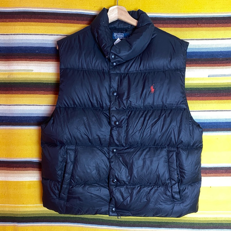 古著•Nuzi_s • polo ralph lauren 紅標黑色羽絨背心V4042635