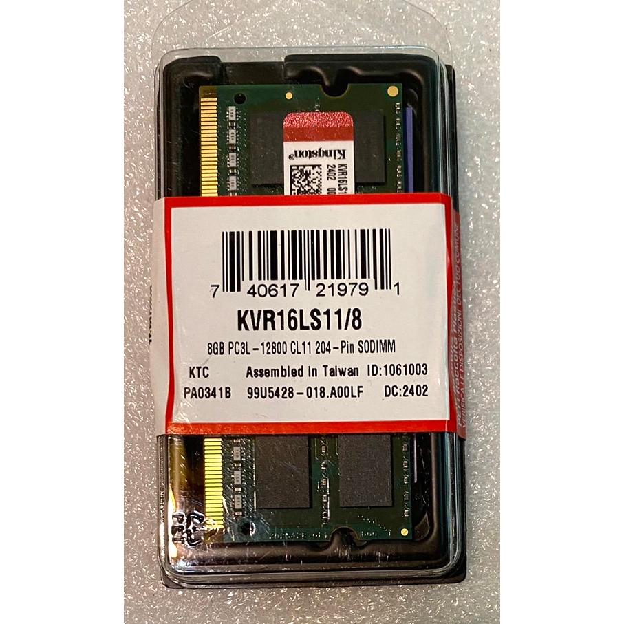 金士頓 8G DDR3 1600 RAM 筆電用 記憶體 新品